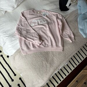l*space Light Pink Crewneck Sweatshirt with White Script